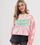 Another Reason Cropped Logo Sweatshirt In Tie Dye - Pink