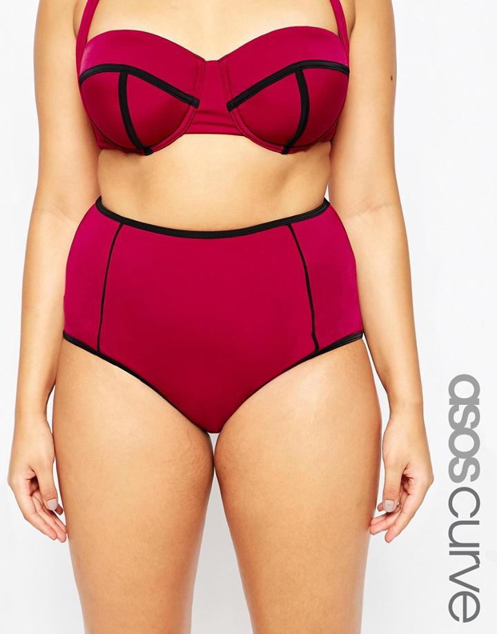 Asos Curve High Waisted Bikini Bottom With Contrast & Support