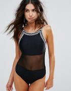 Little White Lies Embroidered Spirit Swimsuit - Black