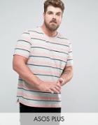 Asos Plus Stripe T-shirt In Slub Fabric - Gray