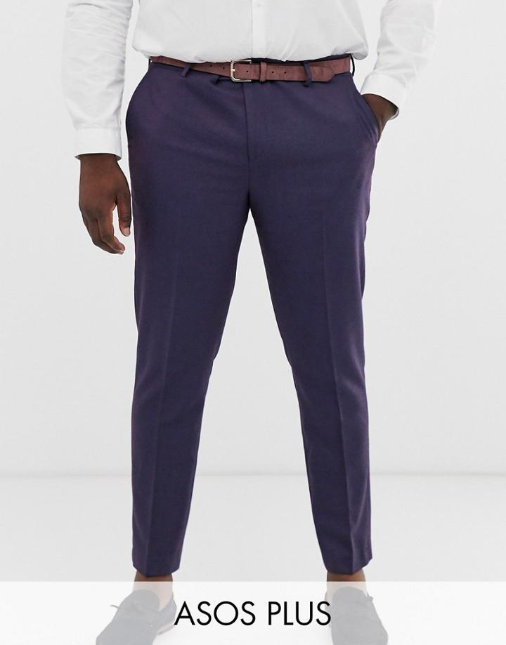 Asos Design Plus Wedding Skinny Suit Pants In Berry Twill - Red