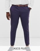 Asos Design Plus Wedding Skinny Suit Pants In Berry Twill - Red