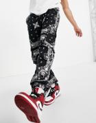 Mennace Sweatpants In Black Paisley - Part Of A Set