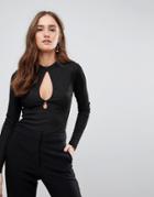 Finders Keepers Huntr Keyhole Long Sleeved Top - Black