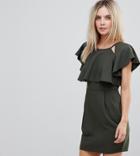 Asos Petite Double Layer Mini Wiggle Dress With Angel Sleeve - Green
