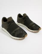 Pull & Bear Elastic Detail Sneaker In Camo - Green