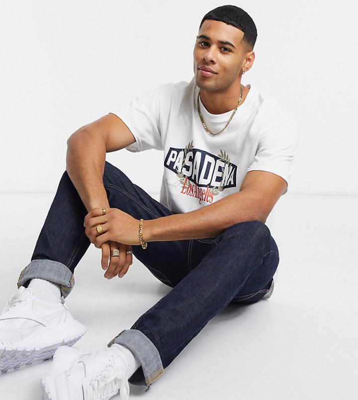 New Look Oversized Pasadena Print T-shirt In White
