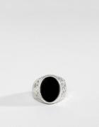 Designb Chunky Ring In Silver With Black Stone - Silver