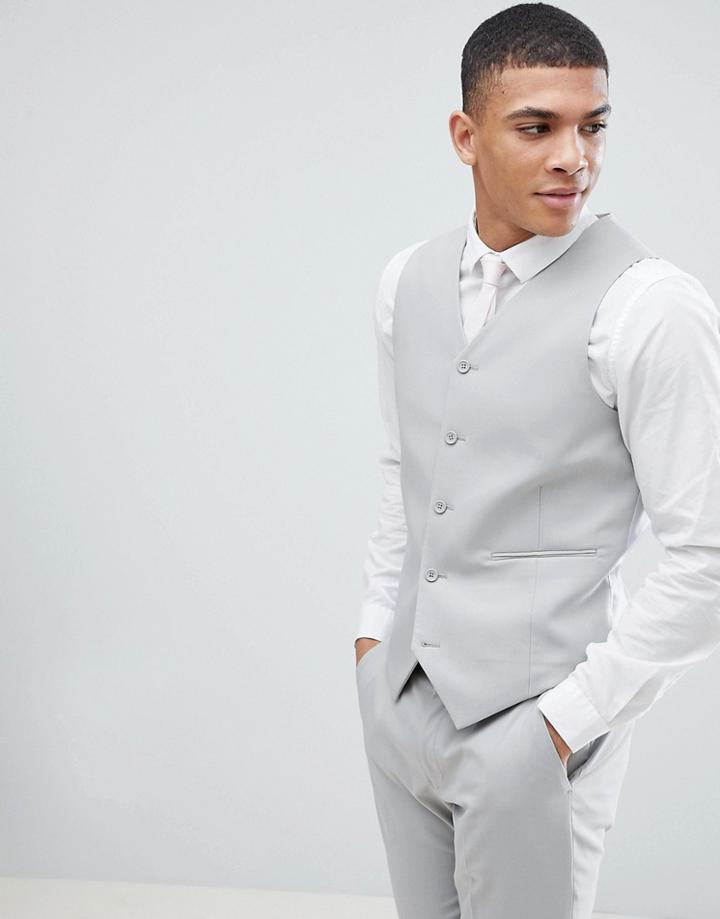 Asos Design Skinny Vest In Ice Gray - Gray