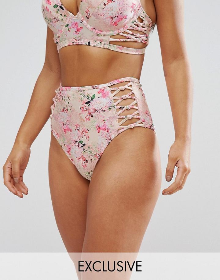 Peek & Beau Floral High Waist Bikini Bottom - Multi