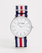 Stratford Ladies Nylon Watch In Red And Navy - Multi