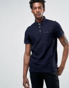 Ted Baker Textured Polo Shirt With Contrast Collar - Navy