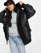 Asos Design Fleece Patched Bomber Jacket In Black