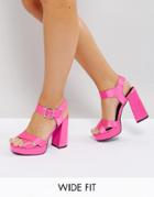 Asos Hearts Wide Fit Platform Sandals - Pink