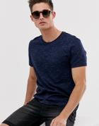 Esprit T-shirt In Navy With Neon Blue Fleck
