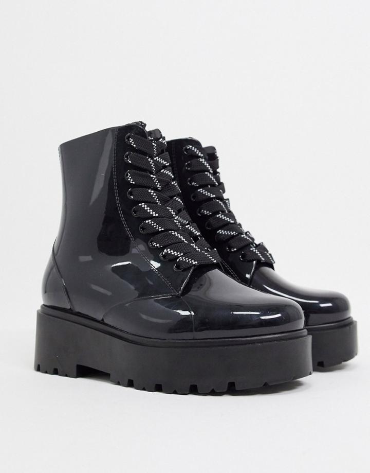 Asos Design Circular Generate Lace Up Boots In Black