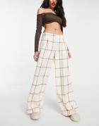Asos Design Low Rider Mansy Pants In Check-multi