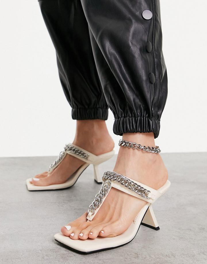 Topshop Nova Chain Mule Sandal In Buttermilk-white