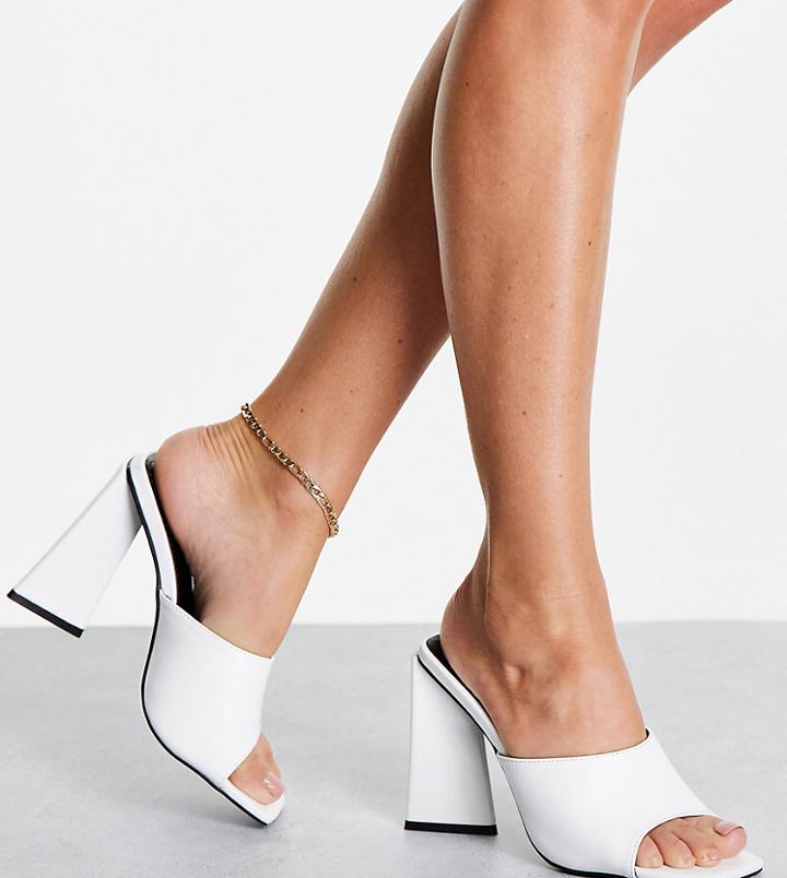 Simmi London Cecilia Mules With Structured Heel In White Pu