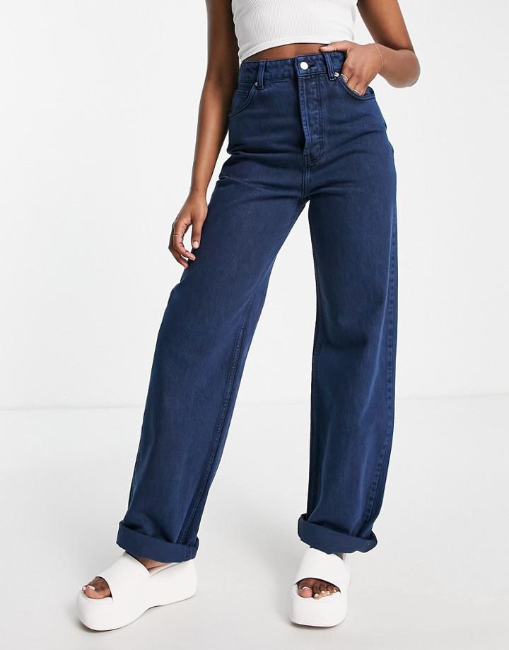 Topshop Oversized Mom Jeans In Colbat Blue