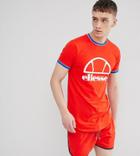 Ellesse Longline Muscle Fit T-shirt With Logo In Red - Red