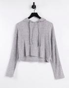 Miss Selfridge Gray Long Sleeve Wide Rib Hoodie-grey