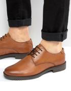 Asos Derby Shoes In Tan Leather With Heavy Sole - Tan