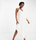 Asos Design Tall Pleated Cami Trapeze Maxi Dress In White