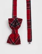 Twisted Tailor Bow Tie With Plaid Check In Red