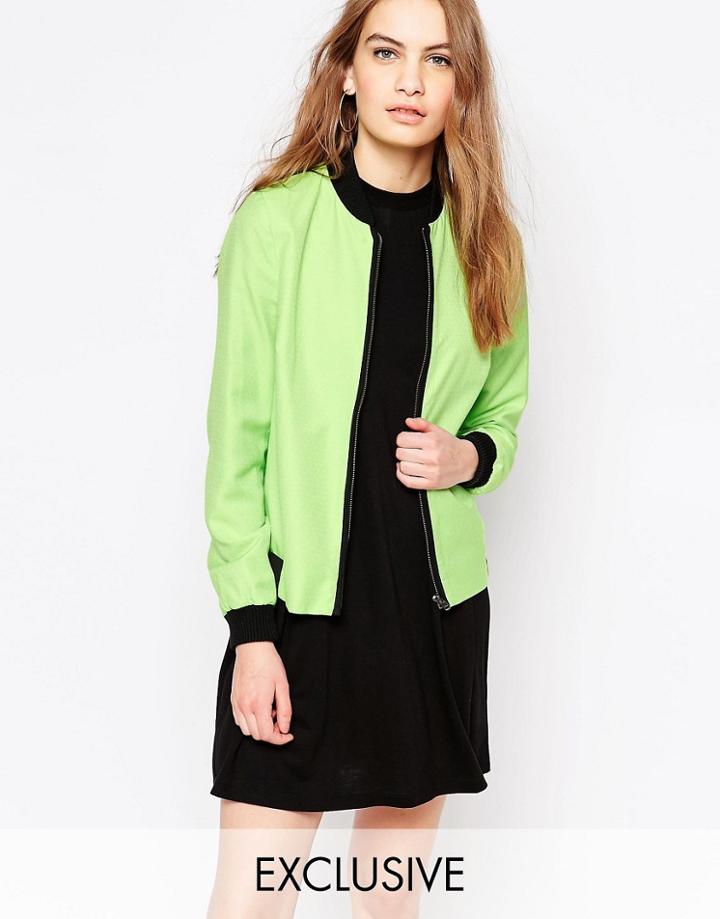 Helene Berman Lime Bomber Jacket - Lime