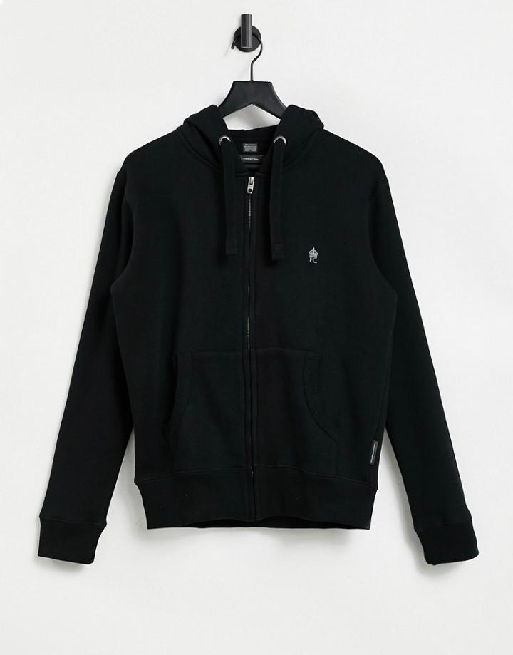 French Connection Full Zip Hoodie In Black