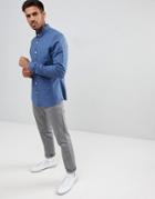 Asos Design Slim Oxford Shirt In Mid Blue - Blue