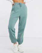 Asos Design Oversized Sweatpants With Pintuck In Sage Green