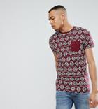 Brave Soul Tall All Over Geo-tribal Print T-shirt - Red