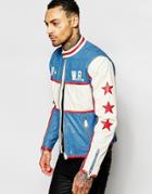Diesel Leather Motoracing Jacket L-racing Wolf Rule In Blue - Blue