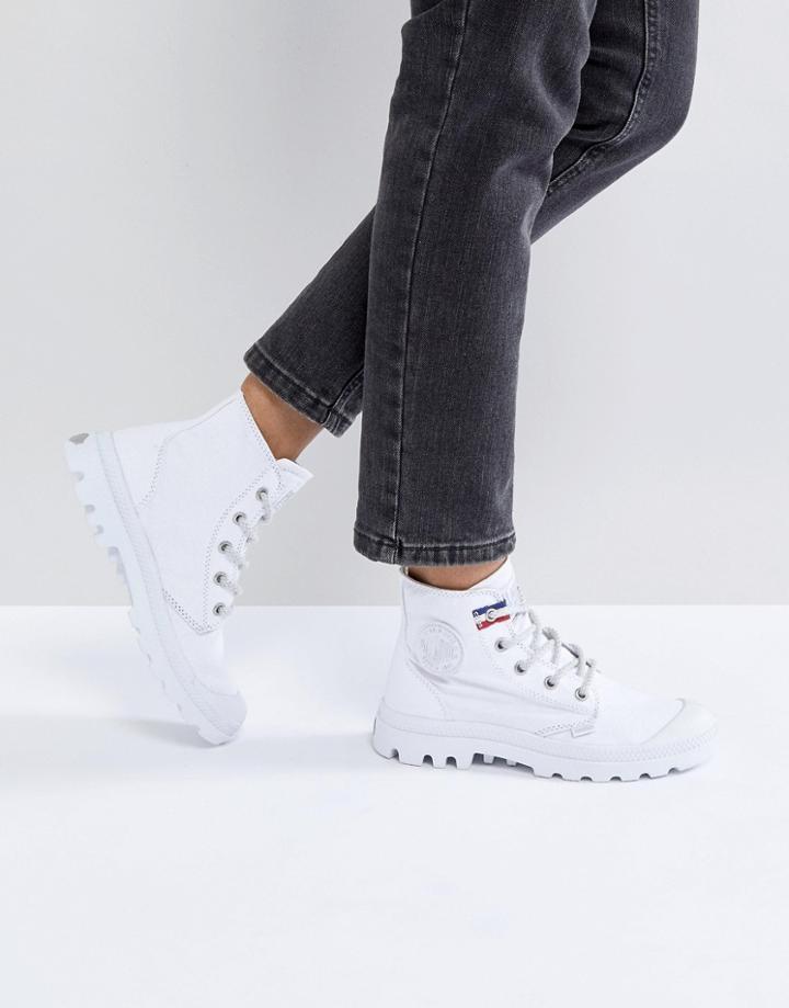 Palladium Pampa White Hi Rive Gauche Flat Ankle Boots - White