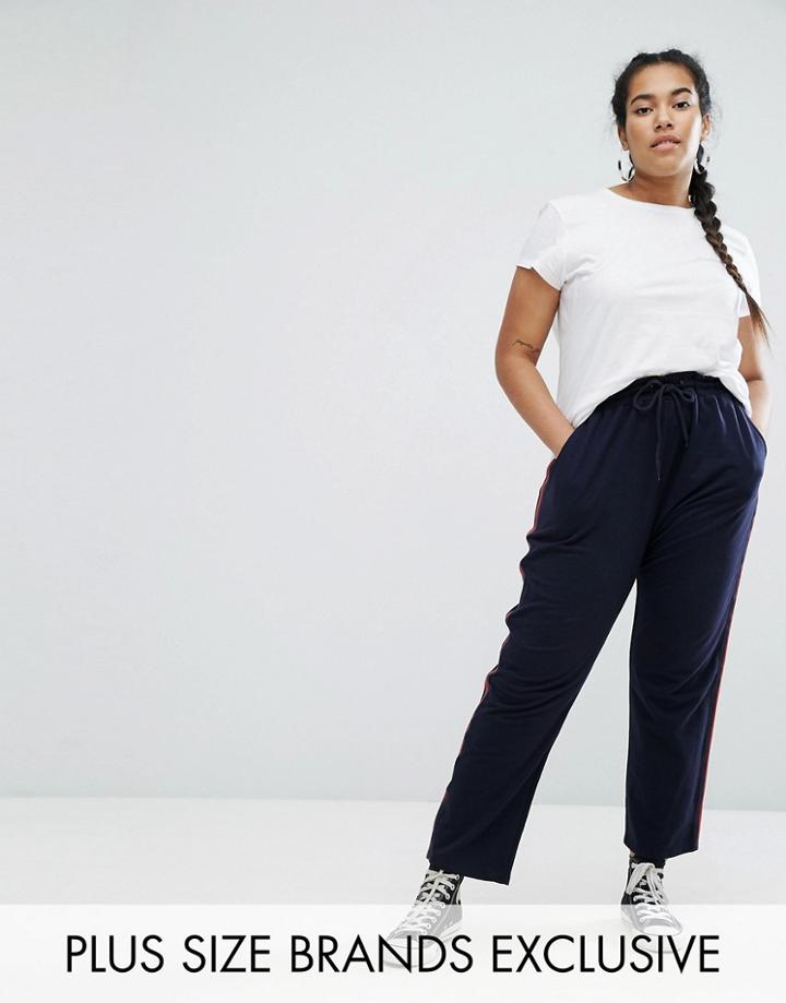 Daisy Street Plus Moto Stripe Pants - Navy