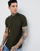Process Black Short Sleeve Waffle Knit Polo - Green