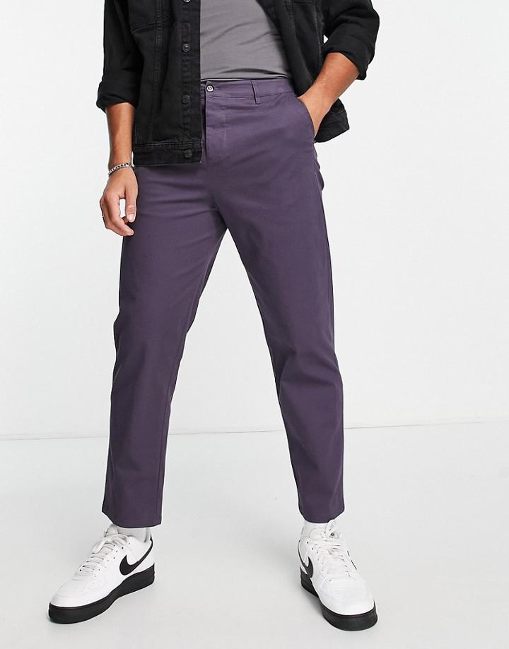 Asos Design Skater Fit Chinos In Washed Navy