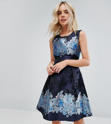Yumi Petite Mix Print Skater Dress - Navy