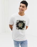 Asos Design Relaxed T-shirt With Floral Emblem Print-white