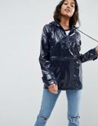 Asos Over The Head Rain Trench In High Shine - Multi