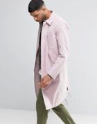 Asos Trench Coat With Parka Detail In Pink - Pink