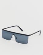 Asos Design Visor Sunglasses With Black Frame With Smoke Lense - Black
