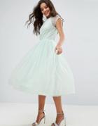 Asos Premium Lace Tulle Midi Prom Dress - Blue