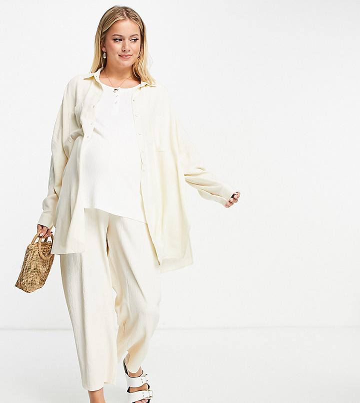 Topshop Maternity Oversized Linen Shirt In White