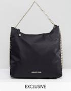 Versace Jeans Oversized Shoulder Bag With Chain - Black