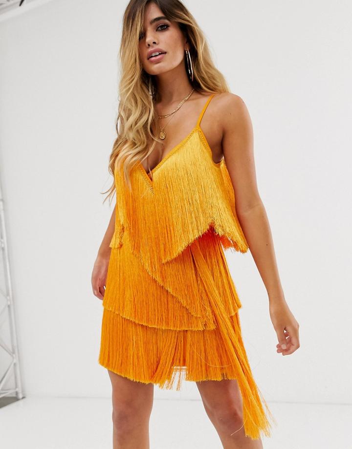 Asos Design Textured Cami Wrap Plunge Midi Dress With Split-multi