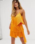 Asos Design Textured Cami Wrap Plunge Midi Dress With Split-multi