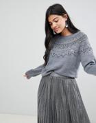 Deby Debo Amelia Beaded Sweater - Gray